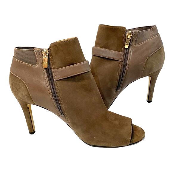 Marc Fisher gray shimmee peep toe booties - Picture 1 of 6